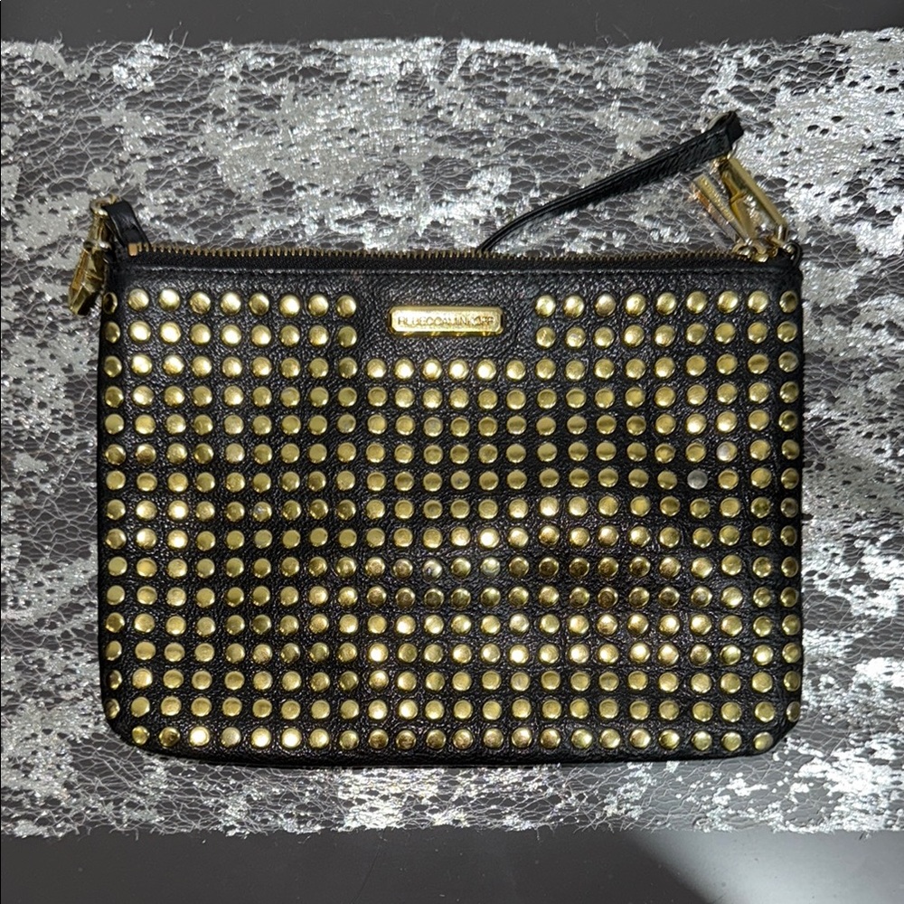 Rebecca Minkoff Black and Gold Studded Wristlet